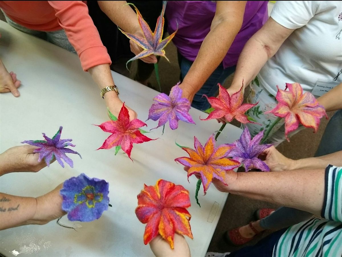 WET FELTING WOOL FLOWERS