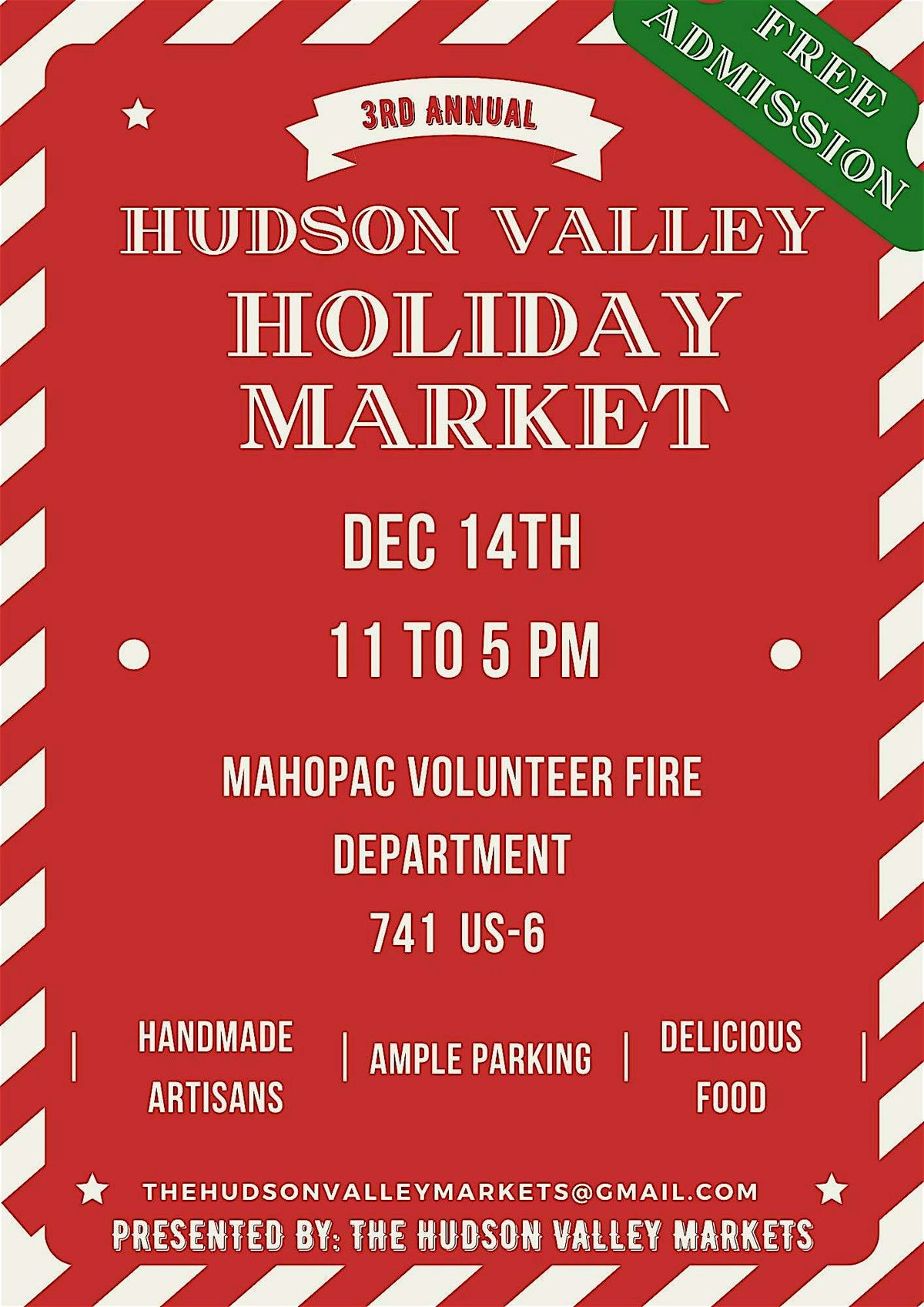 **  NO TICKETS NEEDED **  The Hudson Valley 3rd Annual Holiday Market