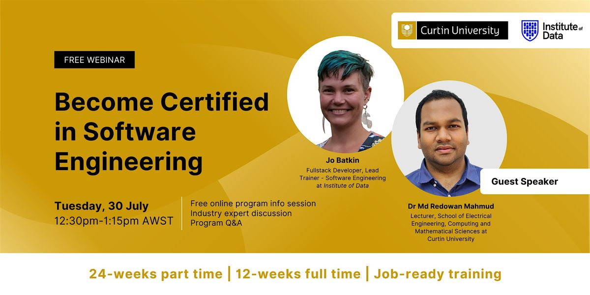 Webinar - Curtin Software Engineering Info Session: July 30, 12:30pm