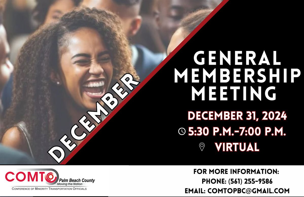 COMTO PBC General Membership December Meeting- Virtual