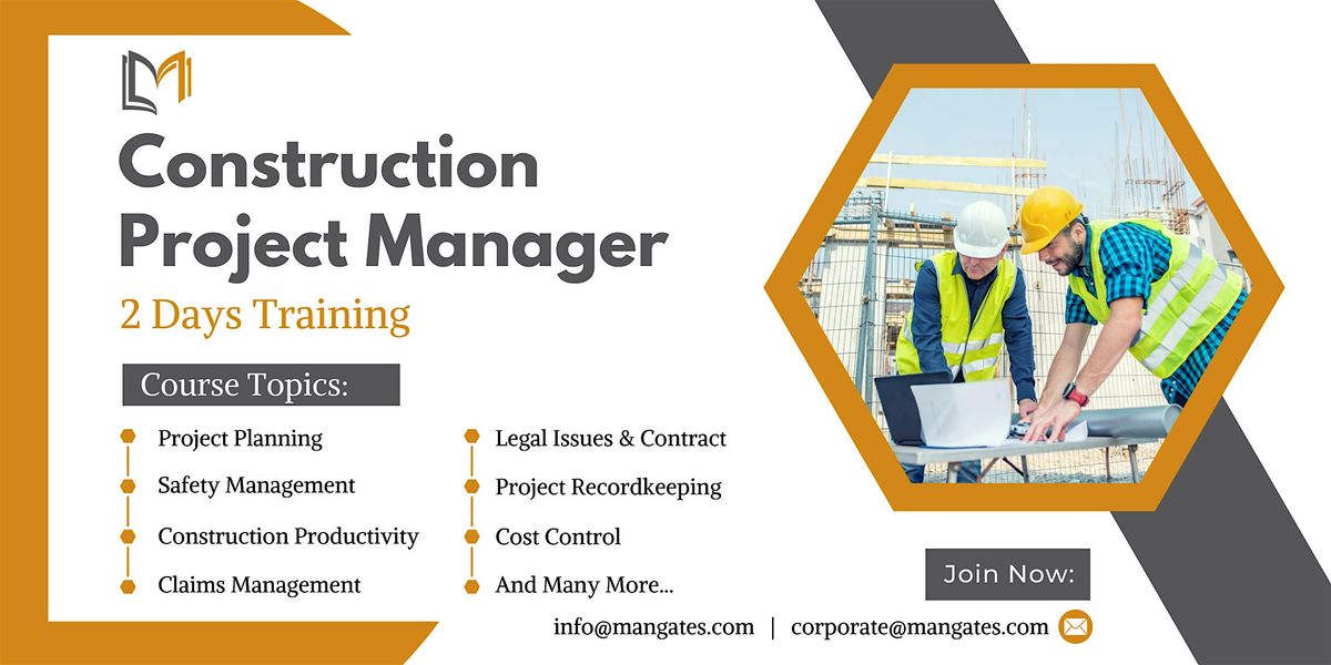 Construction Project Manager Training in Charlotte on Jun 27th - 28th, 2024