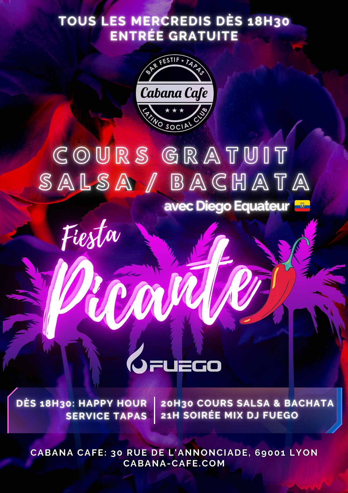 Salsa Bachata Kizomba Merengue Reggaeton cours et soir\u00e9e gratuits Fiesta