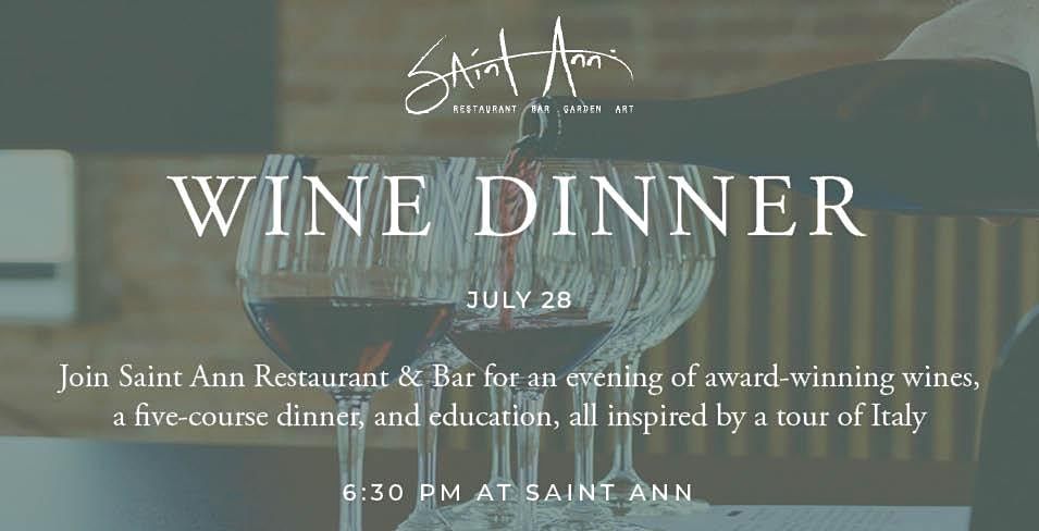 Wine Dinner at Saint Ann: Tour of Italy