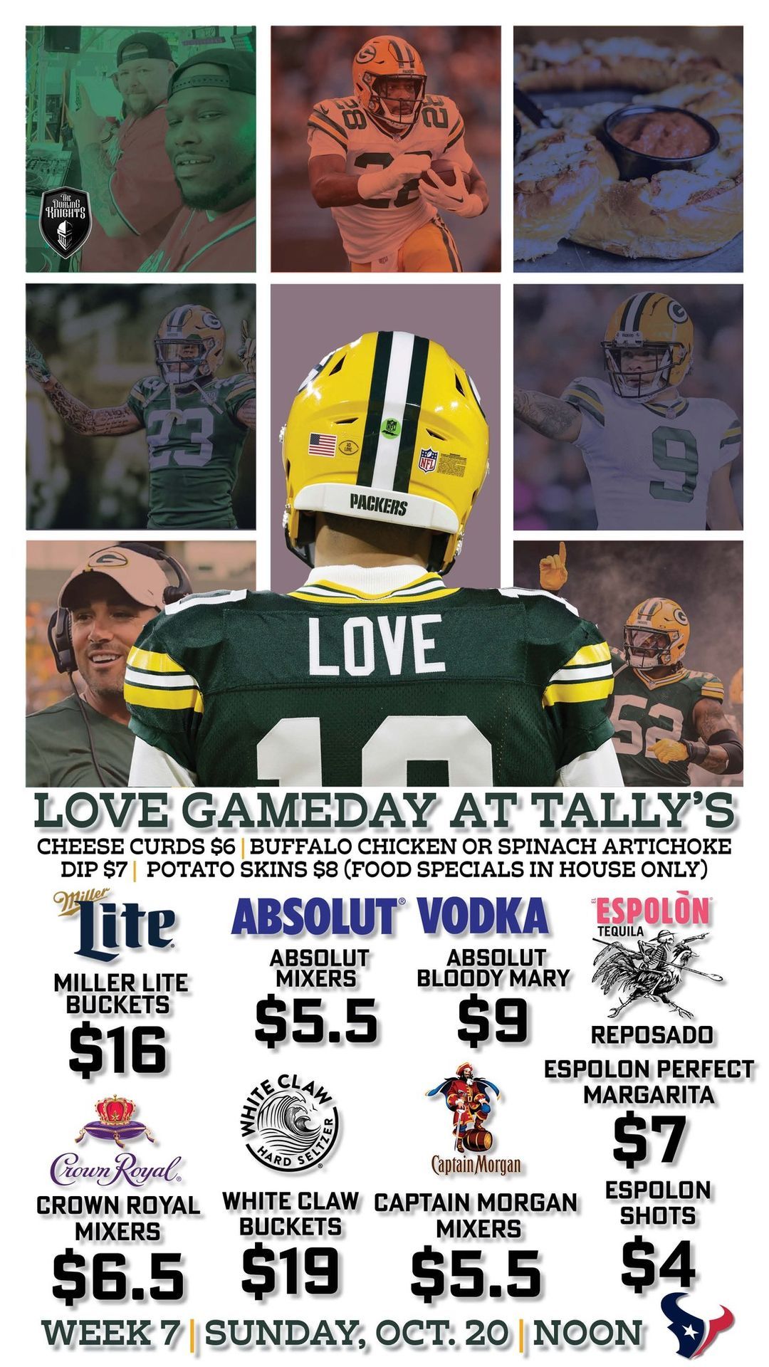 GREEN BAY PACKERS FOOTBALL | FIRST 30 CAPTAIN MORGAN DRINKS BOGO