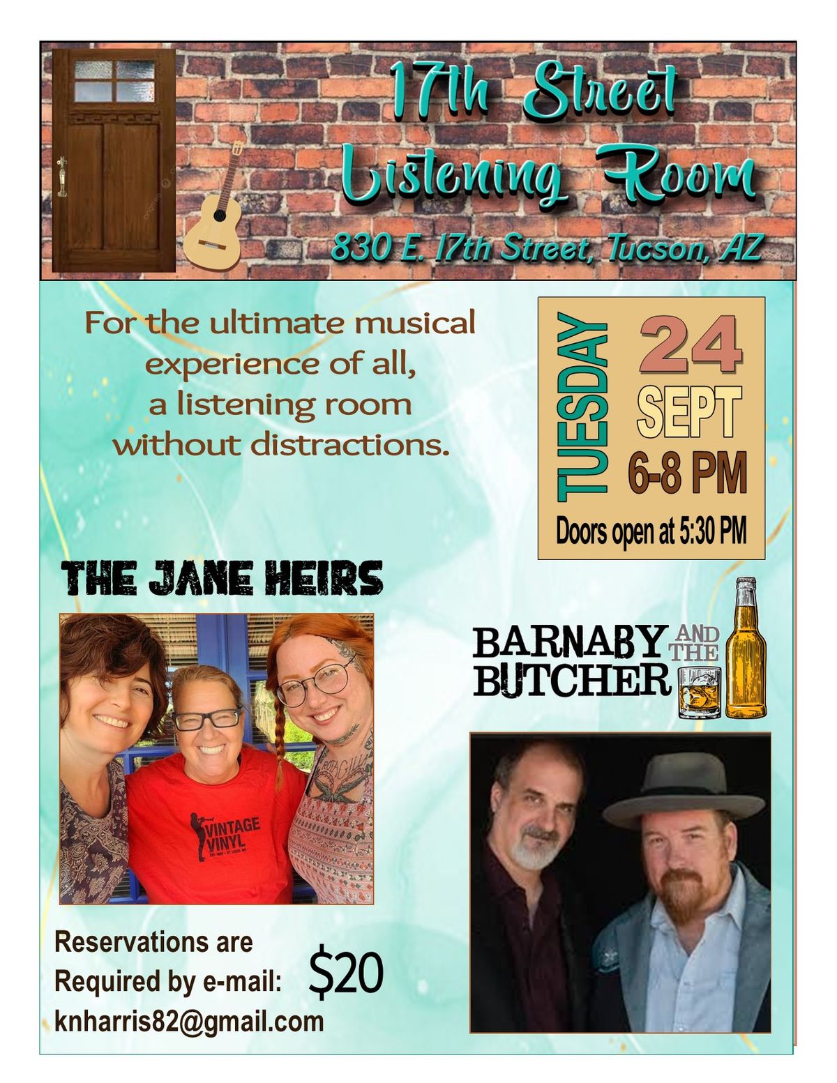 17th Street Listening Room - Jane Heirs & Barnaby and The Butcher