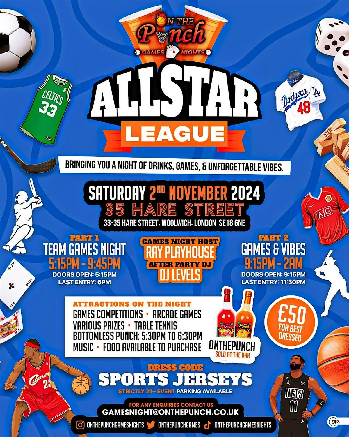 OnThePunch Games Nights - AllStar League (SPORTS JERSEY THEME)