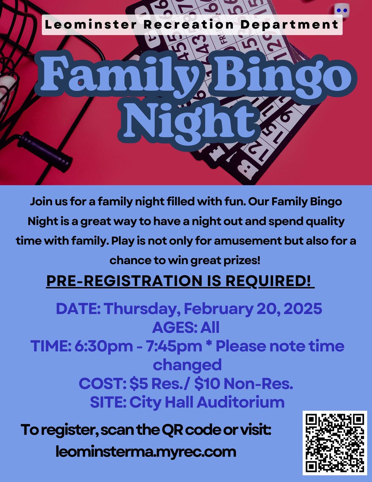 Family Bingo Night (All ages - children must be accompanied by an adult)