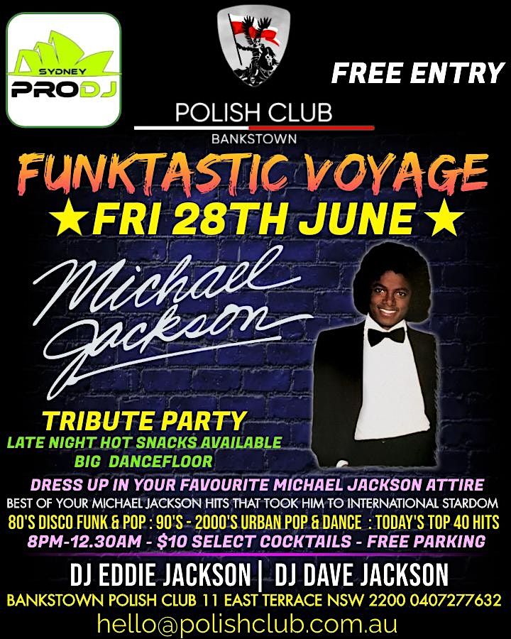 Free Entry : Michael Jackson Tribute Party @Bankstown Polish Club