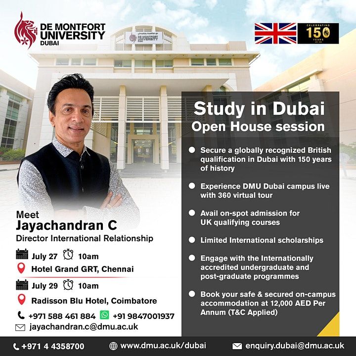 Study in De Montfort University Dubai, Grand Chennai by GRT Hotels, 27 ...