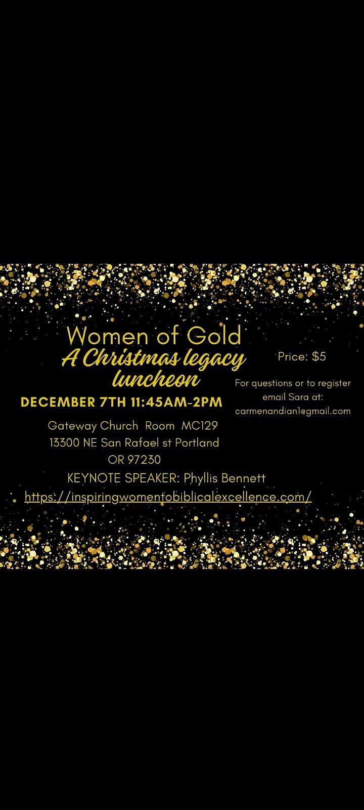 Women's Christmas Brunch: Women of gold a Christmas legacy