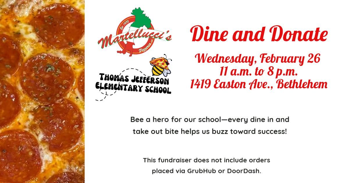 Dine and Donate at Martellucci's for Thomas Jefferson Elementary