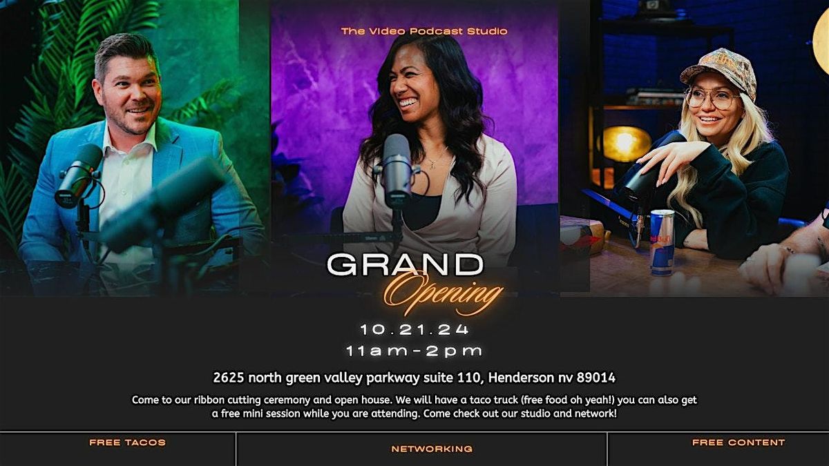 Free tacos, networking and content sessions Podcast Studio Grand Opening