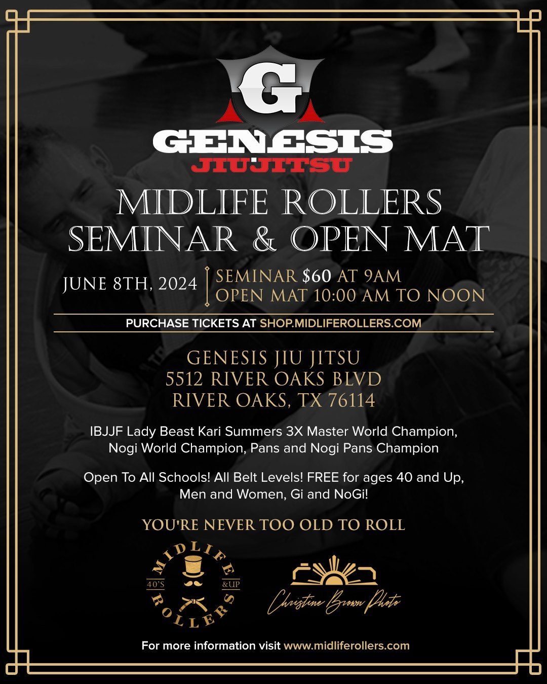 Midlife Rollers \/ Genesis Jiu Jitsu Seminar and Open Mat
