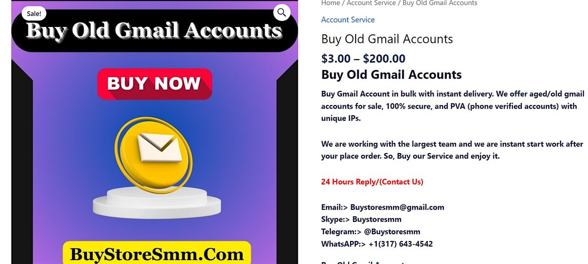Buy Old Gmail Accounts - 100% PVA Old & Best Quality 2024
