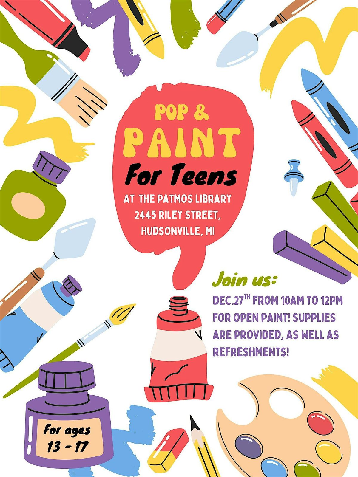 Pop & Paint For Teens at The Patmos Library