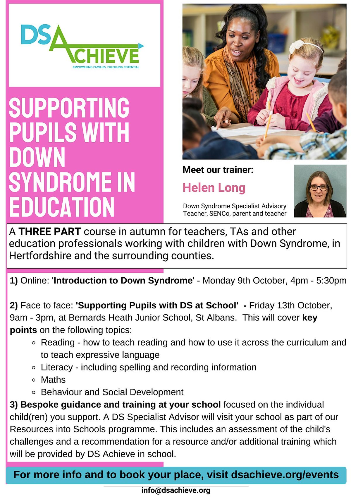 3 part course - Supporting Pupils with  Down Syndrome in Education