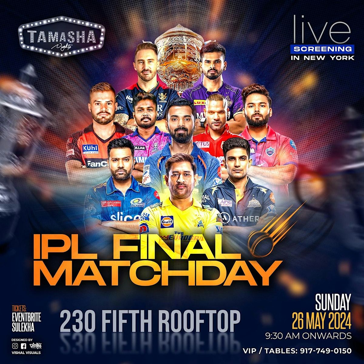 NYC IPL FINALS WATCH PARTY ON BIG SCREEN @230 FIFTH ROOFTOP