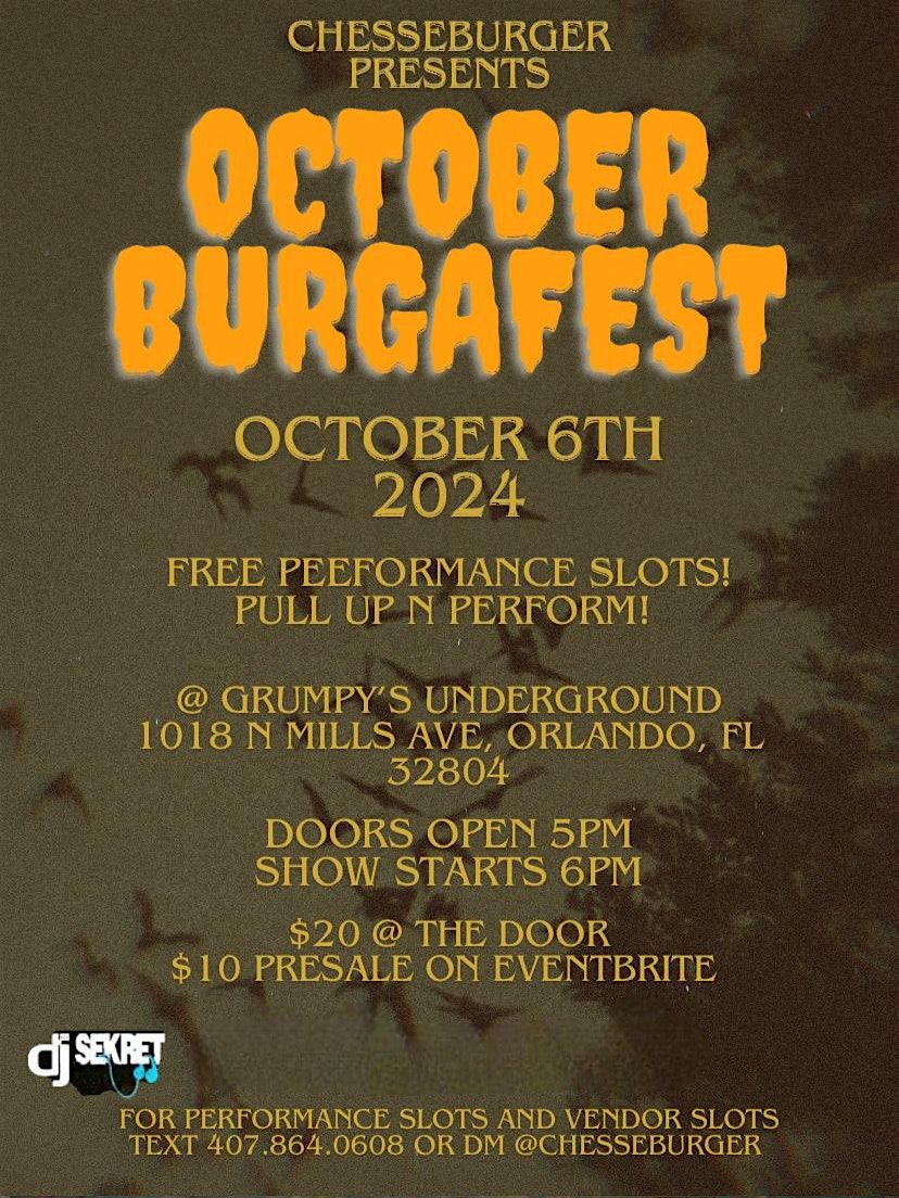 burgafest Artist showcase October 6th @ thespot