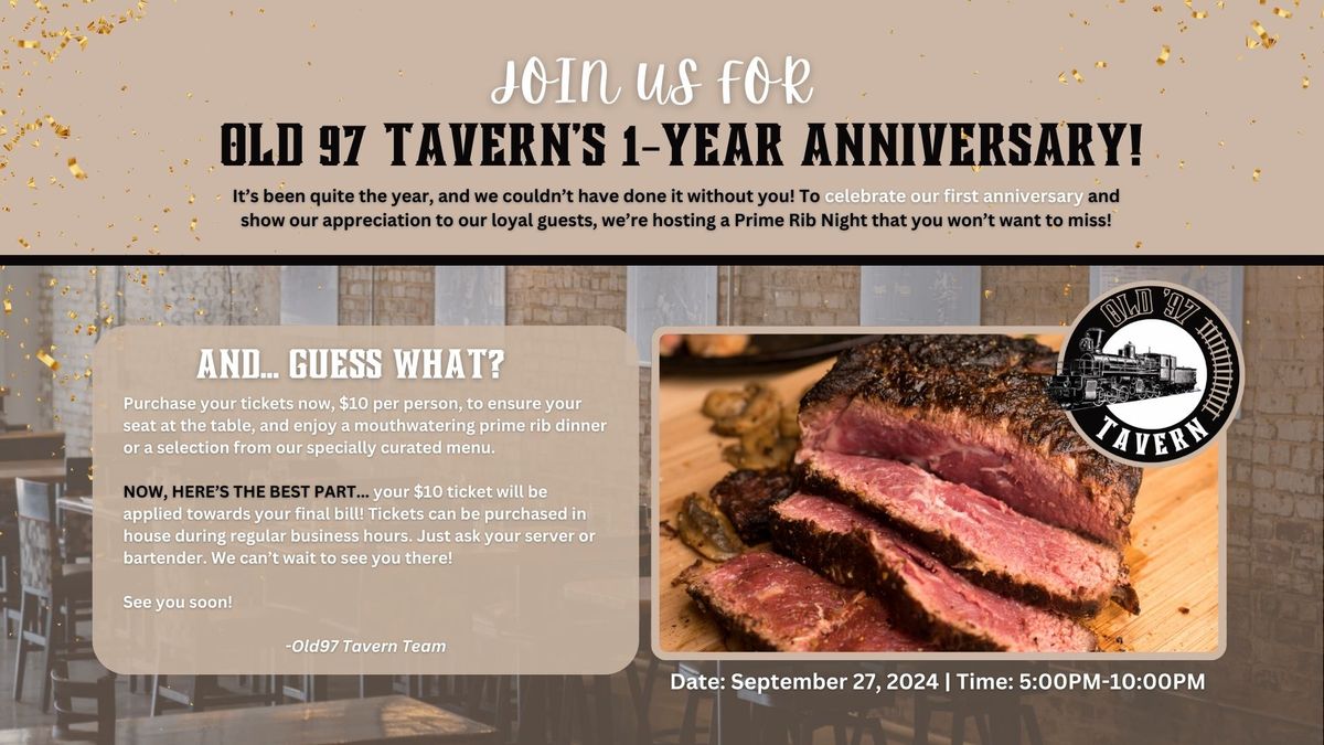 Join Us for Old 97 Tavern's 1-Year Anniversary Celebration!