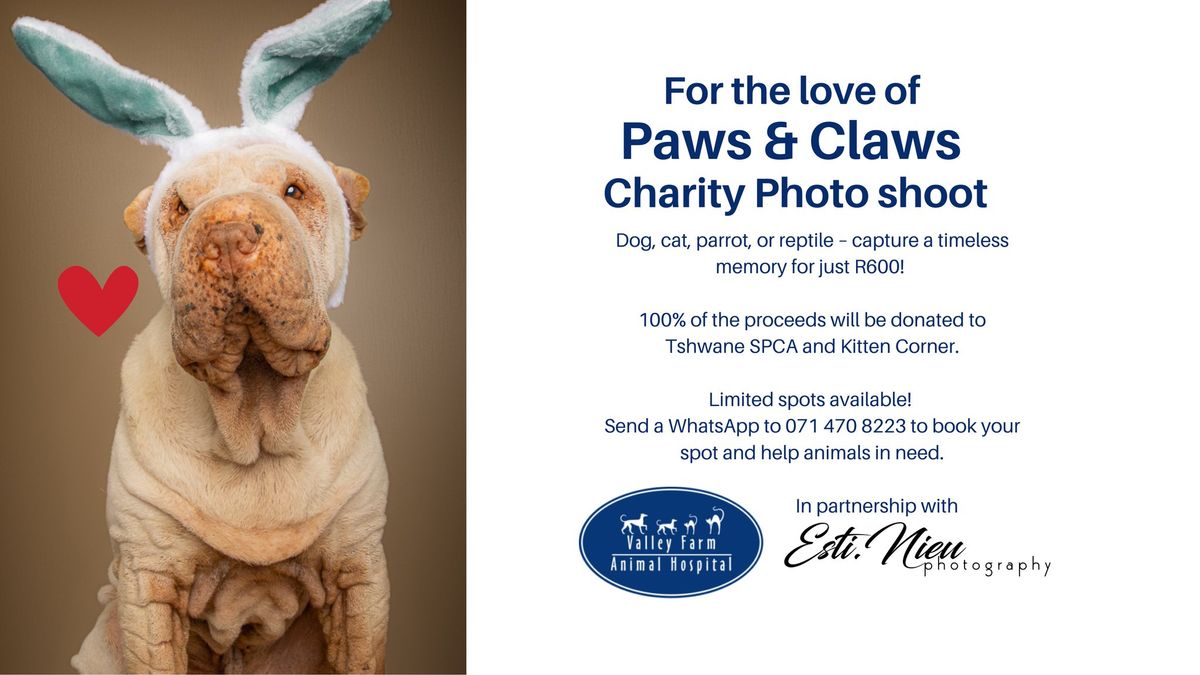 \ud83d\udcf8\ud83d\udc3e Paws & Claws Charity Photo Shoot \u2013 Book today and make a difference! \ud83d\udc3e\ud83d\udcf8