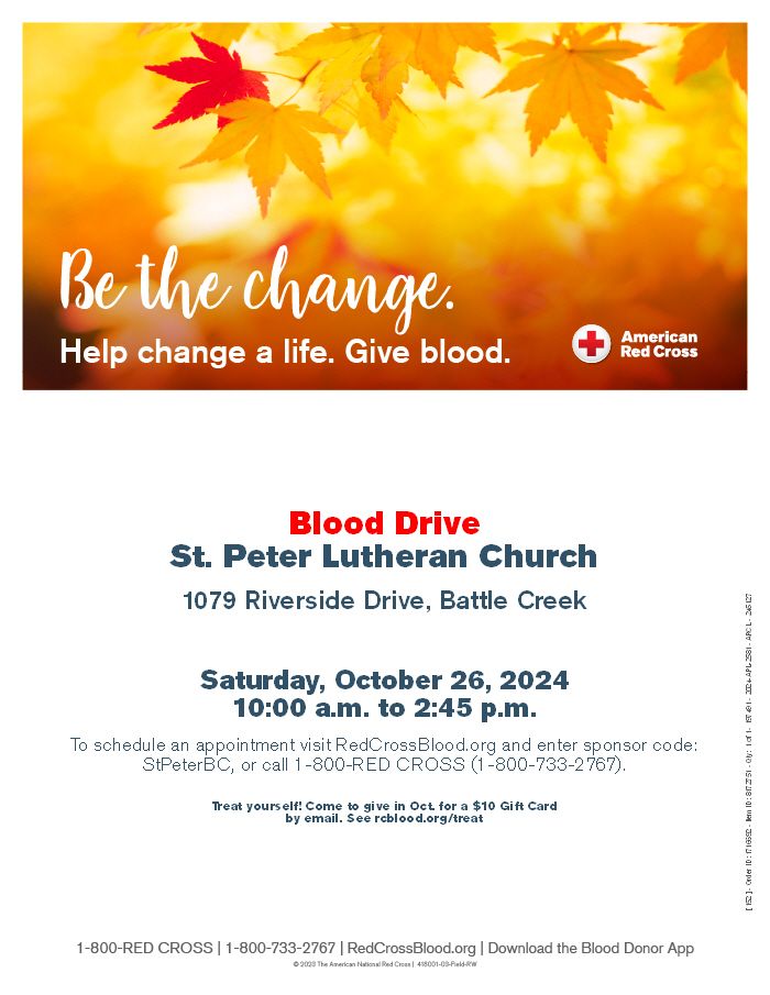 Blood Drive "Be the change. Help change a life."