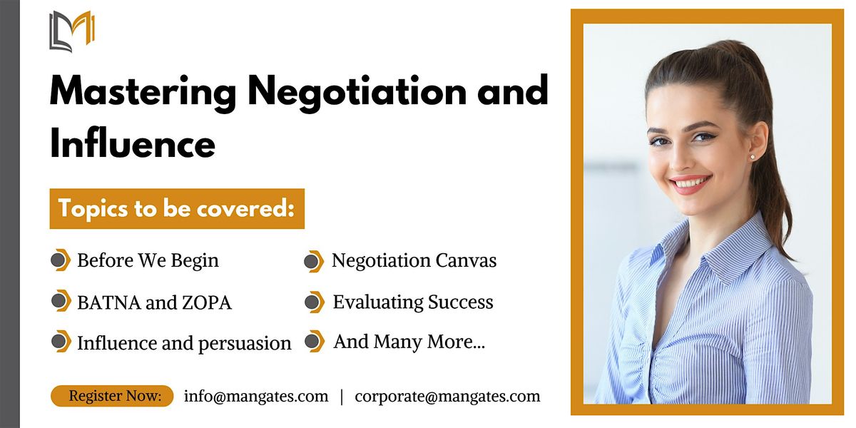 Mastering Negotiation and Influence 1 Day Workshop in San Mateo, CA