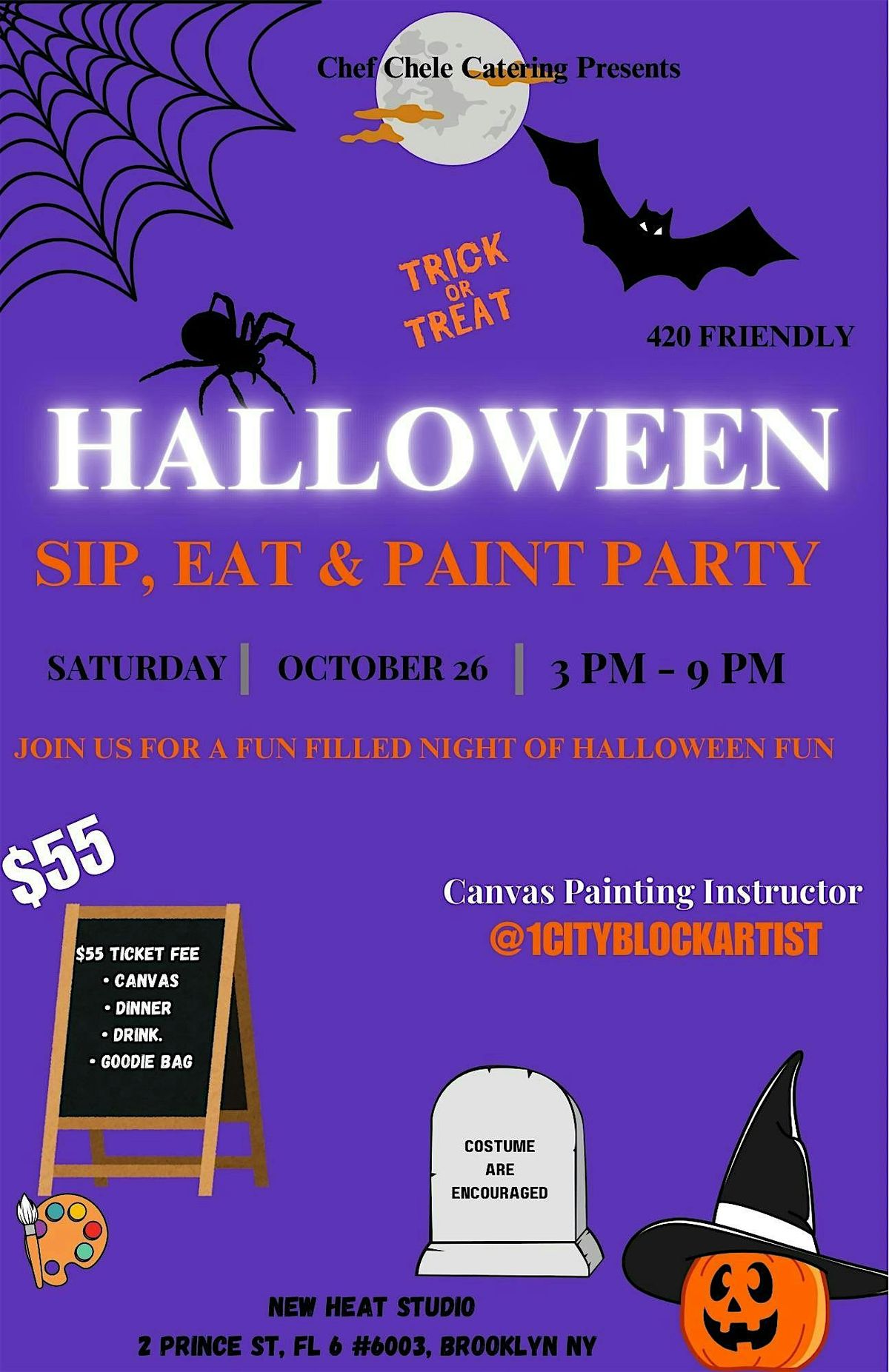 Halloween Sip, Paint, Eat Party