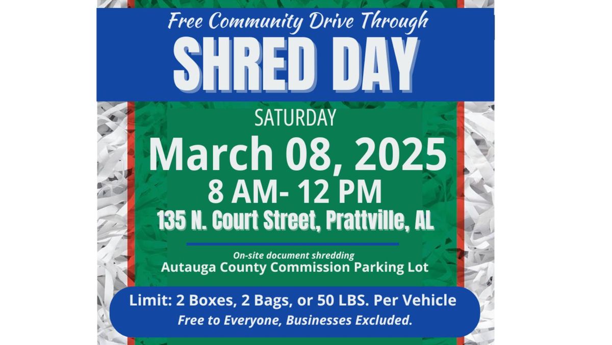 Community-Wide Shred Event Sponsored by Autauga PALS