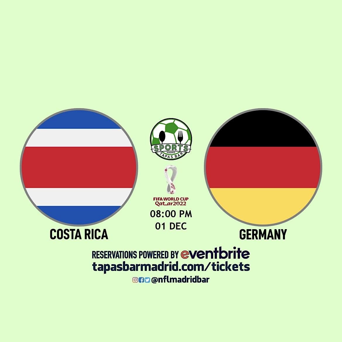 Costa Rica v Germany | World Cup Qatar 2022 - NFL Madrid Tapas Bar