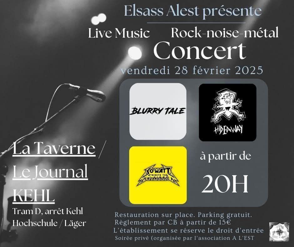 Concert Rock\/M\u00e9tal Vendredi 28 F\u00e9vrier d\u00e8s 20h au Journal avec Blurry Tale, Hideaway et So Watts