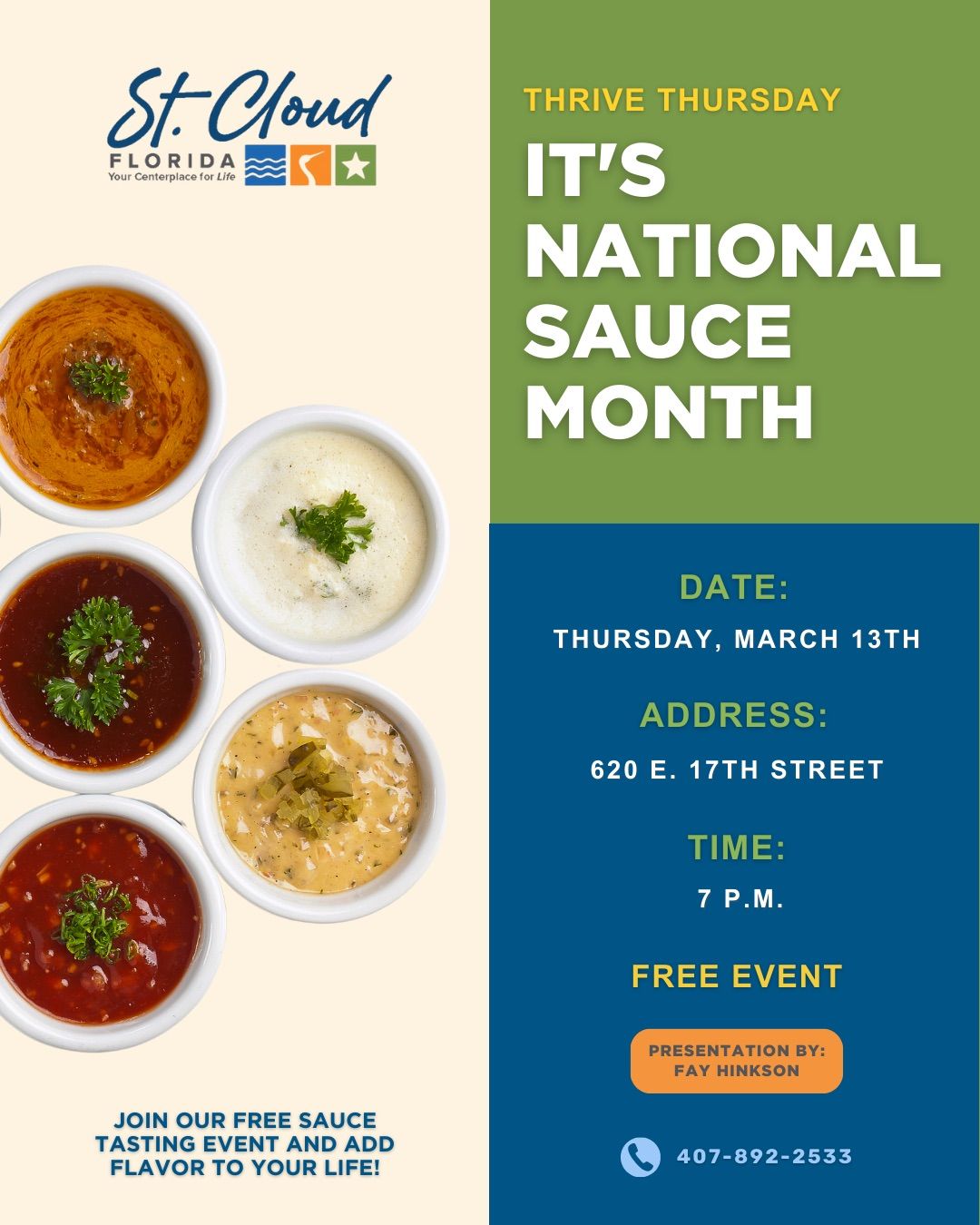 Thrive Thursday- Free Sauce Tasting Event