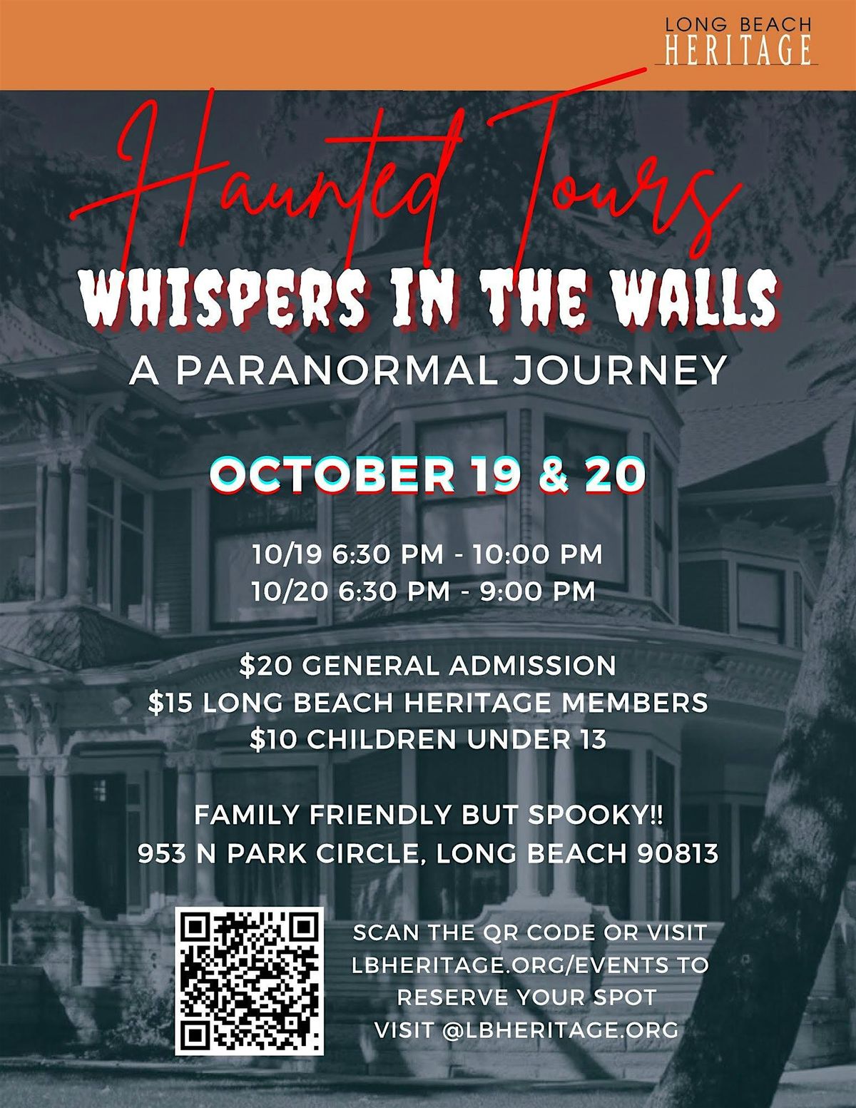 Haunted Tours:  Whispers in the Walls, a Paranormal Journey (9:50pm)