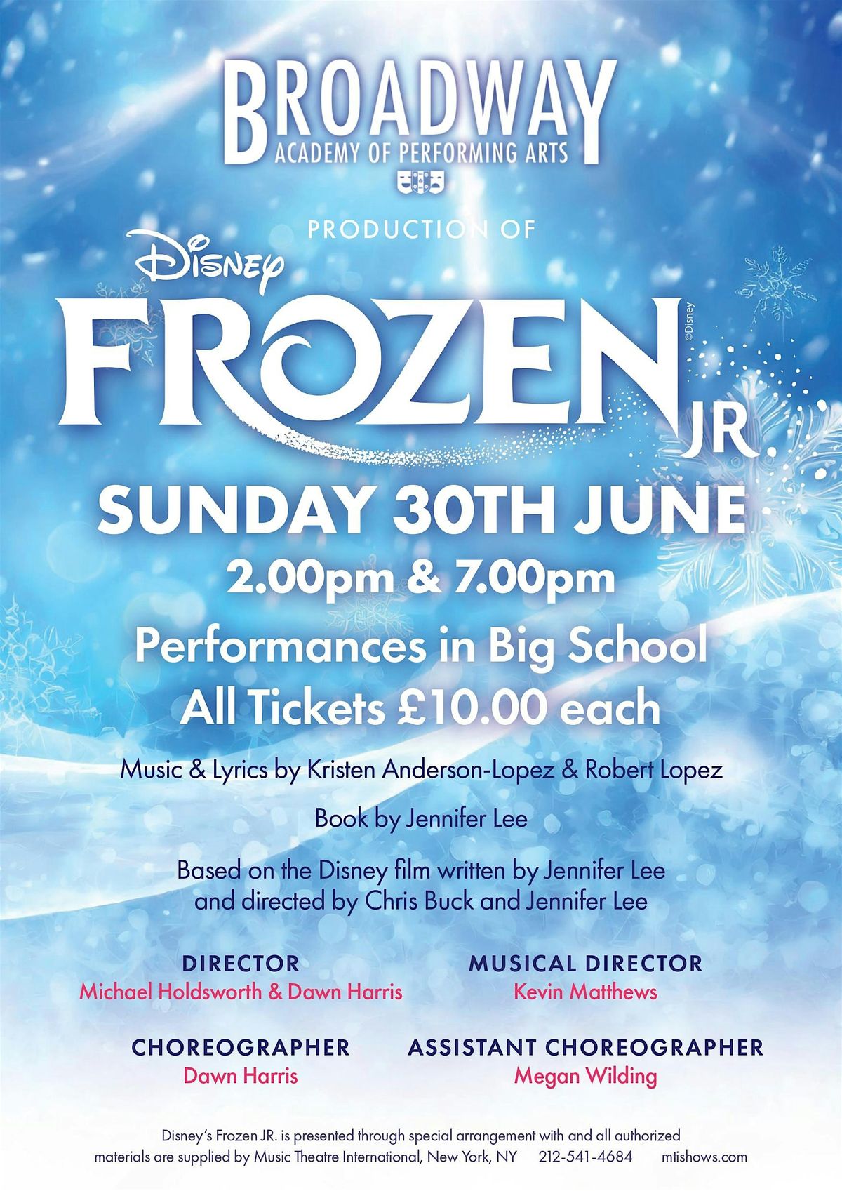Broadway Academy of Performing Arts Presents Disney's Frozen Jr.