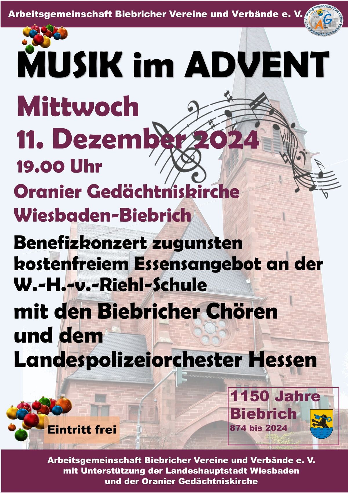 Adventskonzert mit dem Landespolizeiorchester Hessen und den Biebricher Ch\u00f6ren