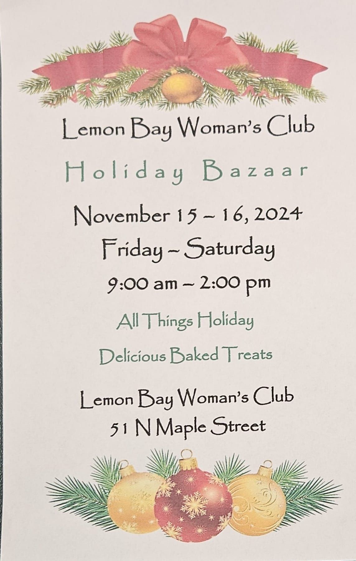 Lemon Bay Woman's Club annual Holiday Bazaar