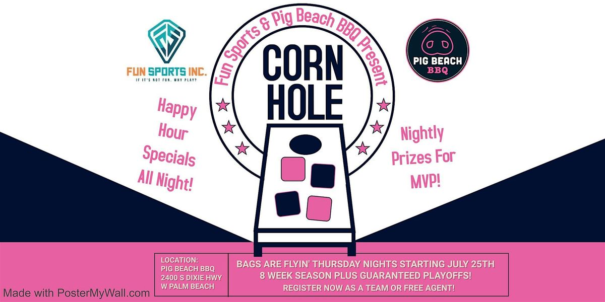 Join the Fun: Weekly Fun Sports Cornhole League @ Pig Beach BBQ!