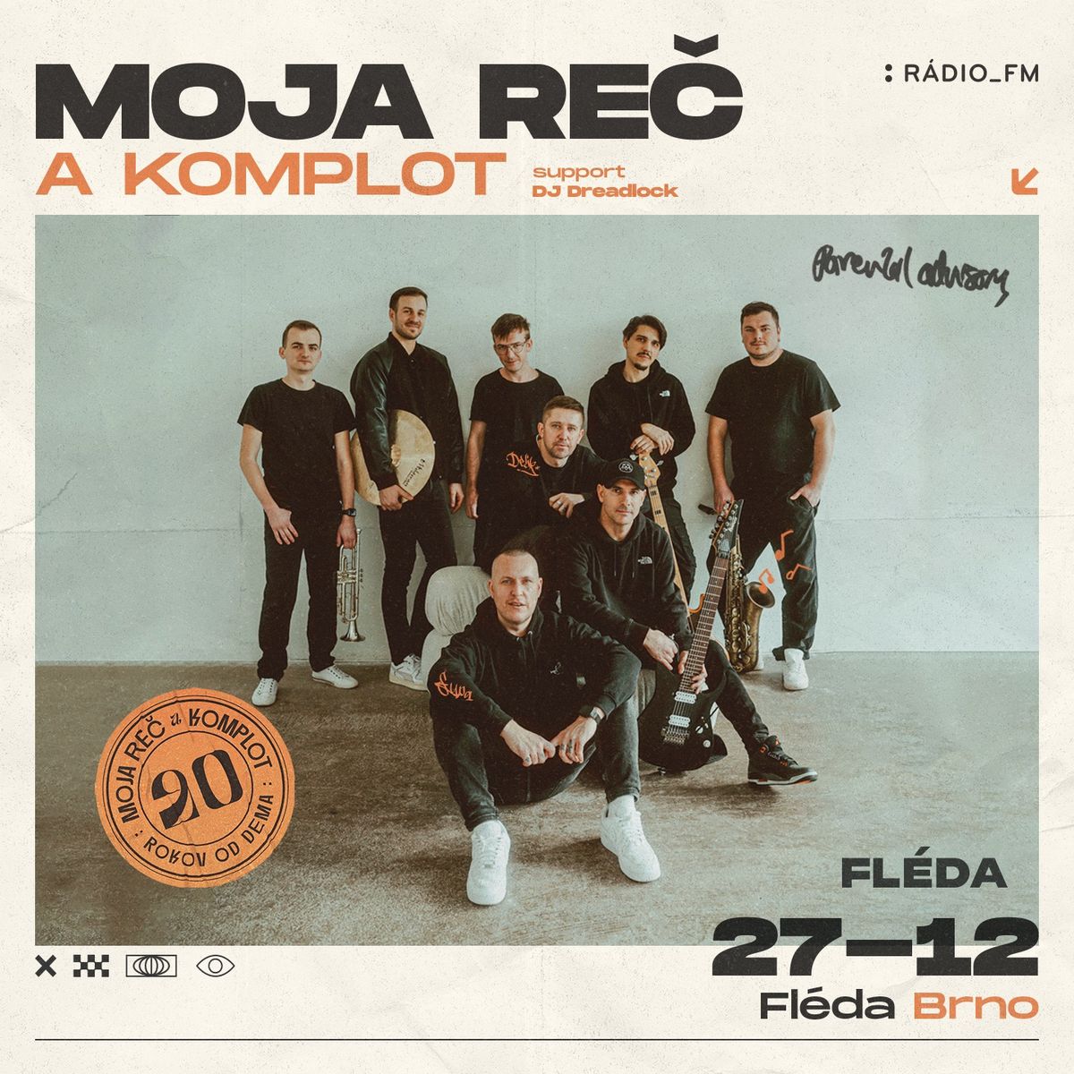 MOJA RE\u010c a KOMPLOT 20 LET - Brno, Fl\u00e9da