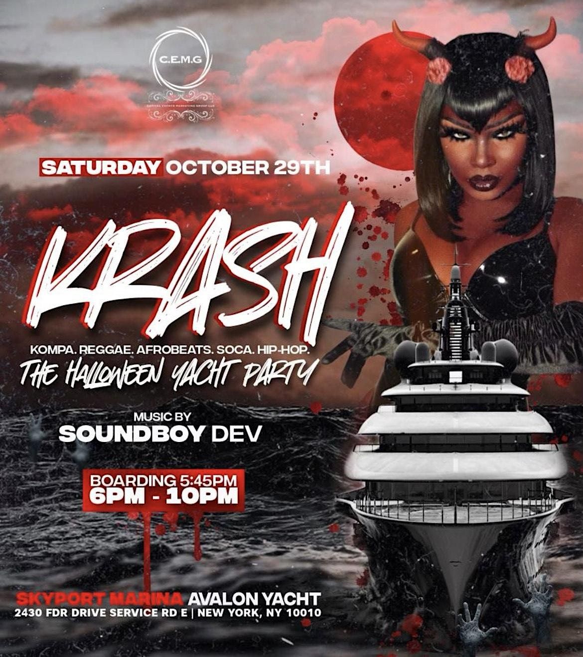 K.R.A.S.H the Halloween Yacht Party, Avalon Yacht, New York, 29 October