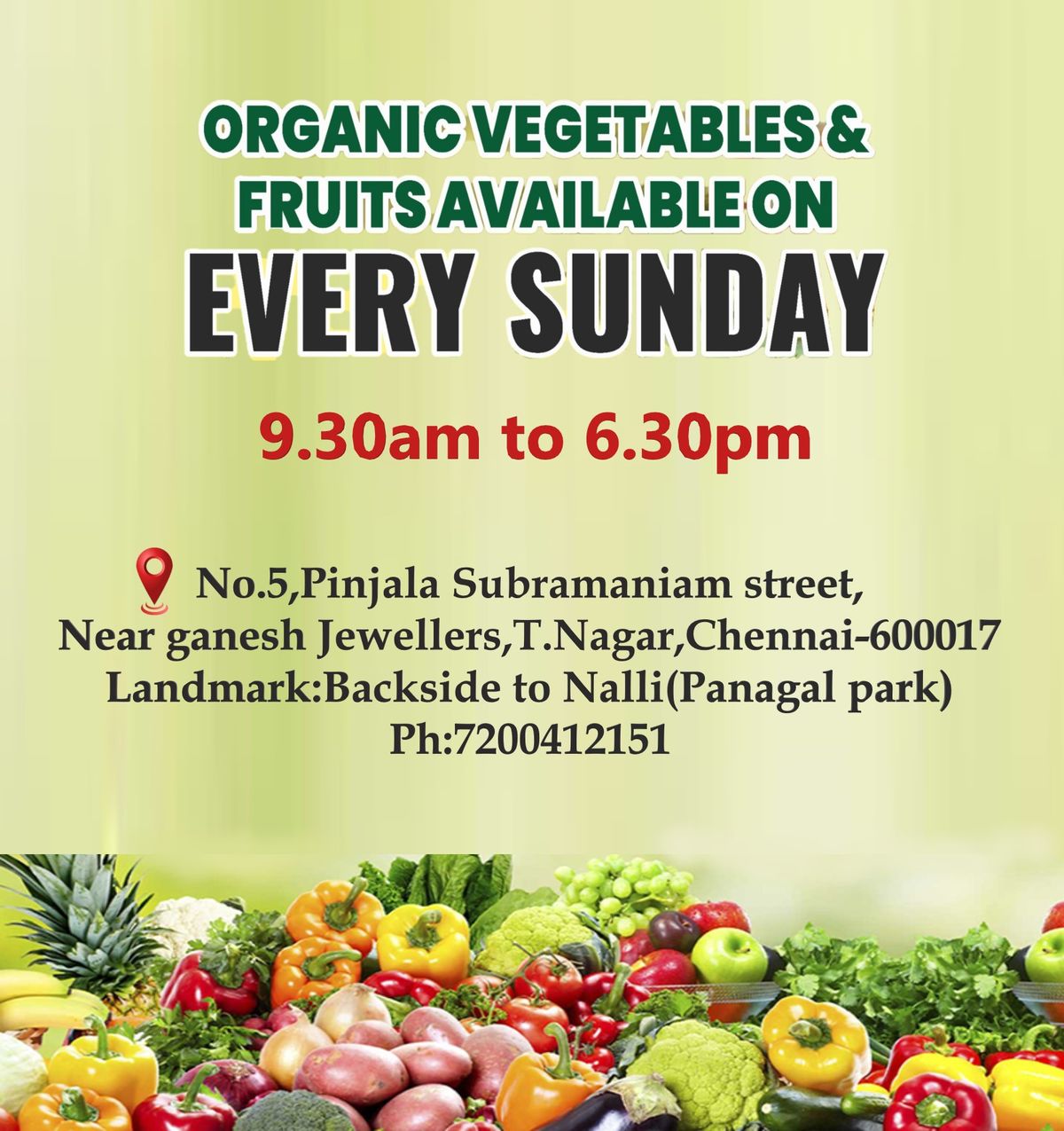 Fresh Organic Vegetables and Fruits Sale