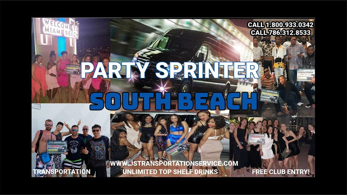 Party Sprinter South Beach w\/ Drinks & Free Entry to Popular Miami Club!