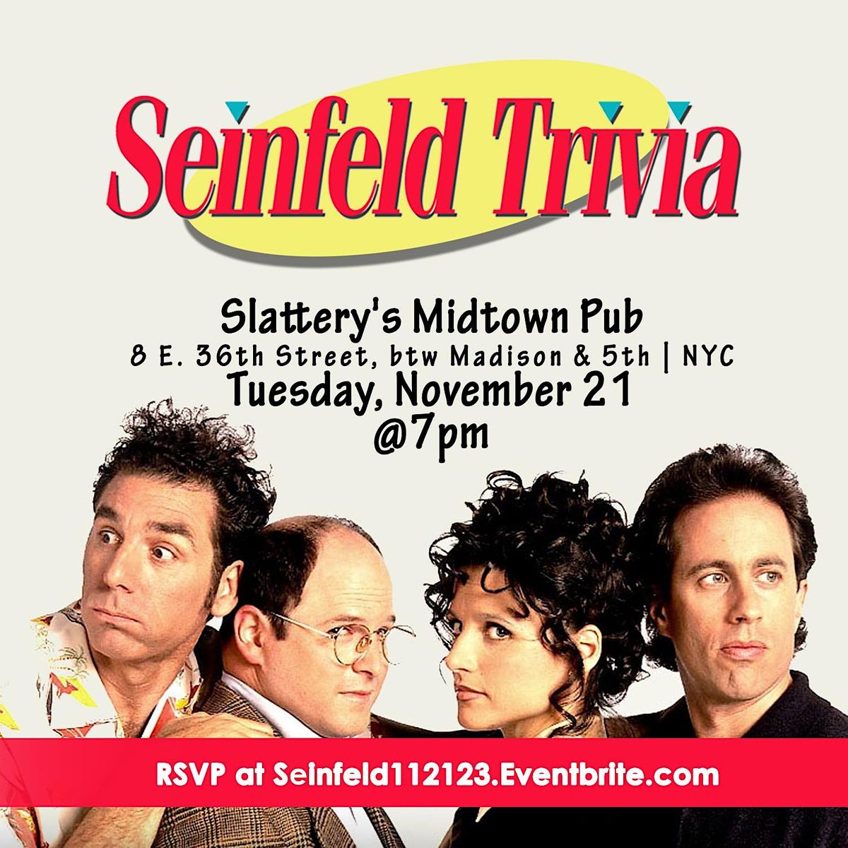 Seinfeld Trivia, Slattery's Midtown Pub, New York, 21 November 2023