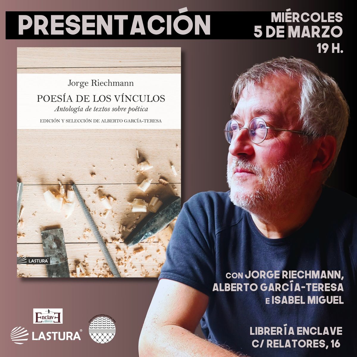 Presentaci\u00f3n de "Poes\u00eda de los v\u00ednculos" de Jorge Riechmann en Enclave de Libros 