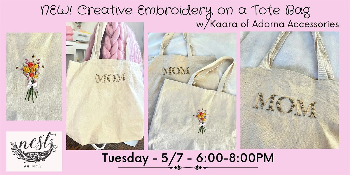 NEW! Creative Embroidery on a Tote Bag Workshop w\/Adorna Accessories