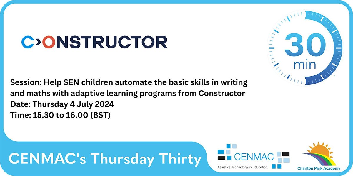CENMAC's Thursday Thirty - Help SEN children automate writing and maths