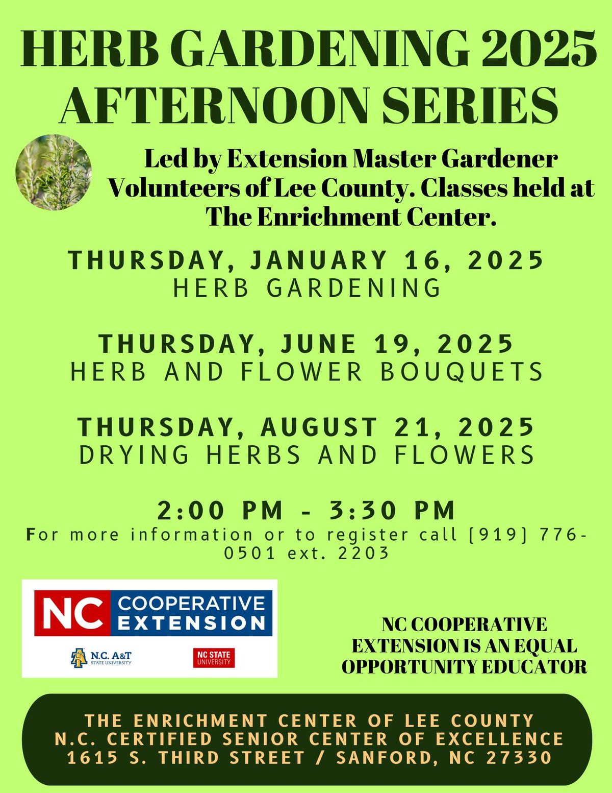 Drying Herbs and Flowers at The Senior Enrichment Center