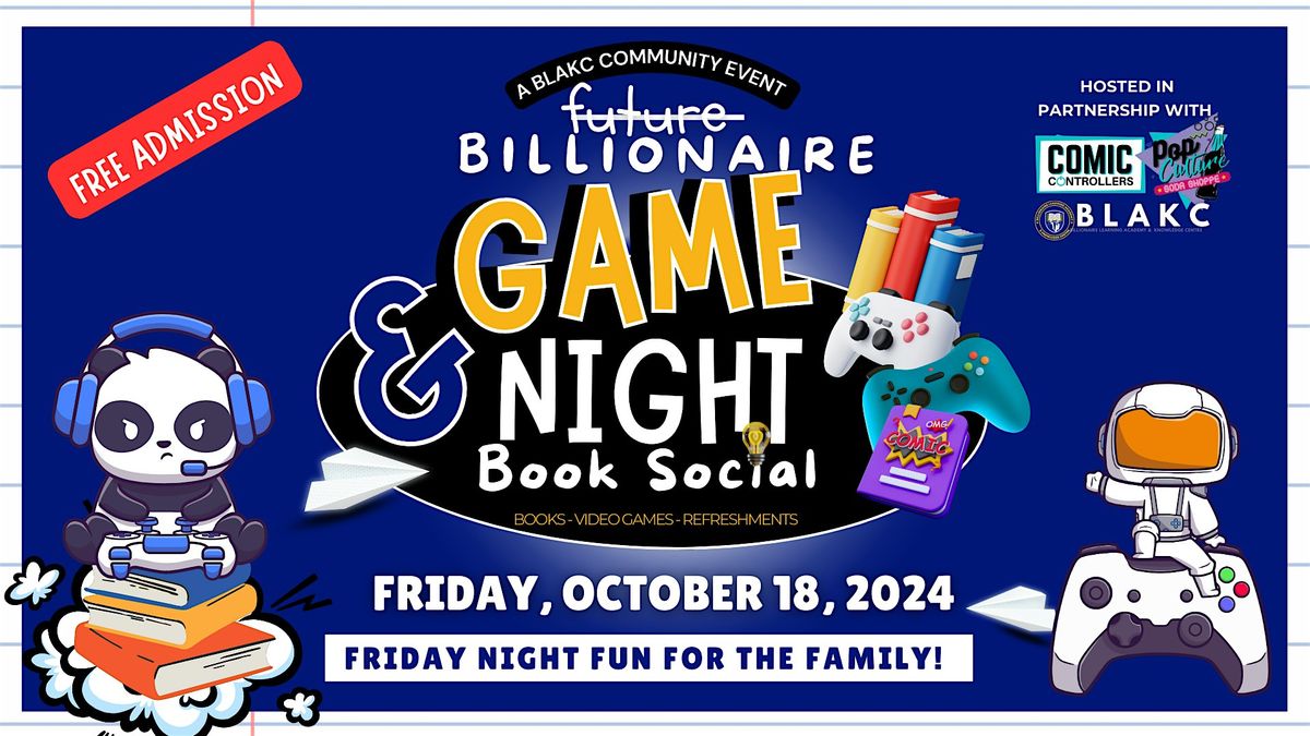 Future Billionaire Game Night & Book Social - FREE Admission