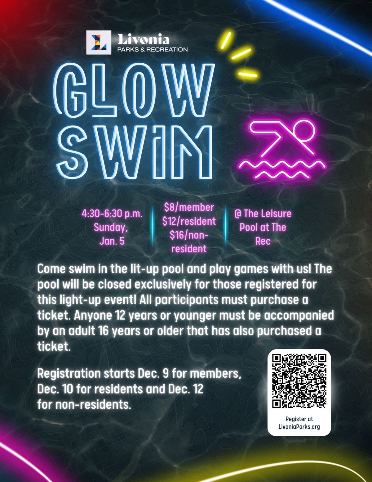 Kirksey Recreation Center Glow Swim