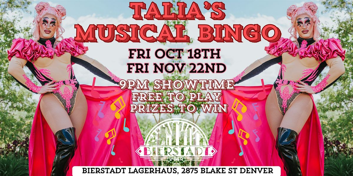 Drag Musical Bingo with the Sensational Talia Tucker!