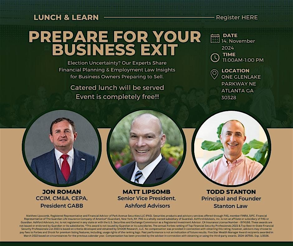 Prepare For Your Business Exit:  Lunch & Learn