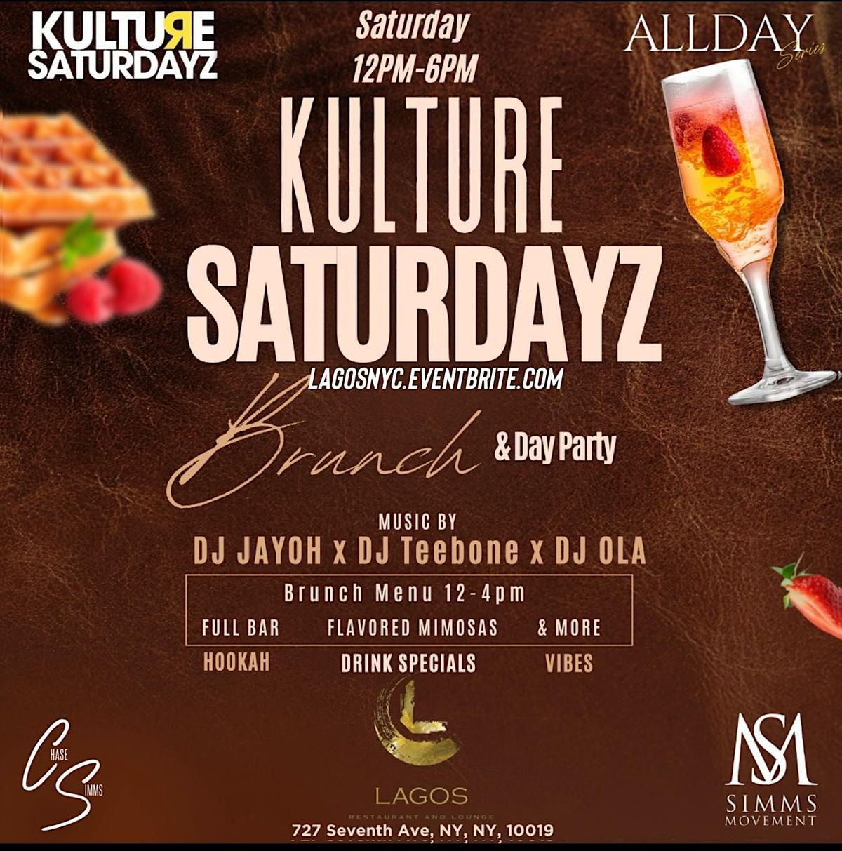 Lagos NYC Kulture Saturdayz Brunch Day Party Time Square MidTown TSQ Simms